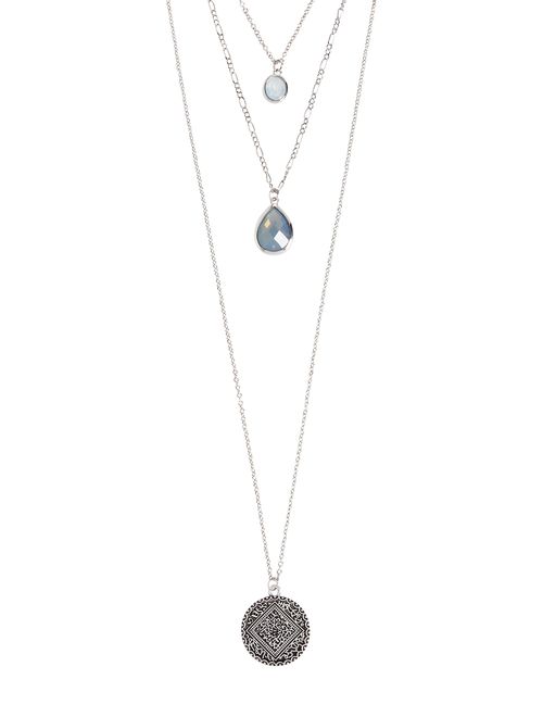 Maurices Three Row Blue Stone Drop Necklace