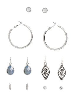 6 Piece Blue Stone Earring Set