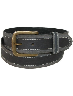 Mens Big and Tall Two Tone Bridle Belt with Removable Buckle