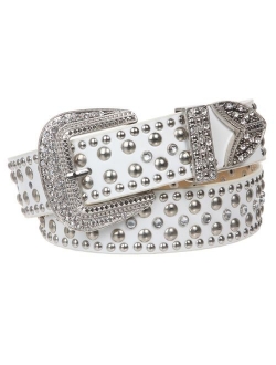 Western Rhinestone & Studded Leather Belt