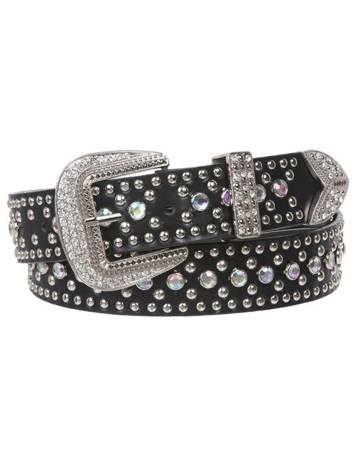 Western Rhinestone & Studded Leather Belt