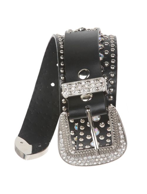 Western Rhinestone & Studded Leather Belt