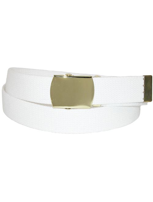 CTM Size XL Cotton Adjustable Belt with Brass Buckle, Brown