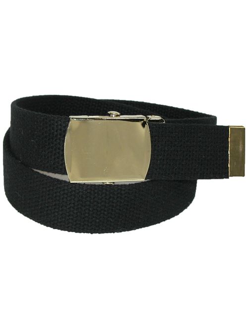 CTM Size XL Cotton Adjustable Belt with Brass Buckle, Brown