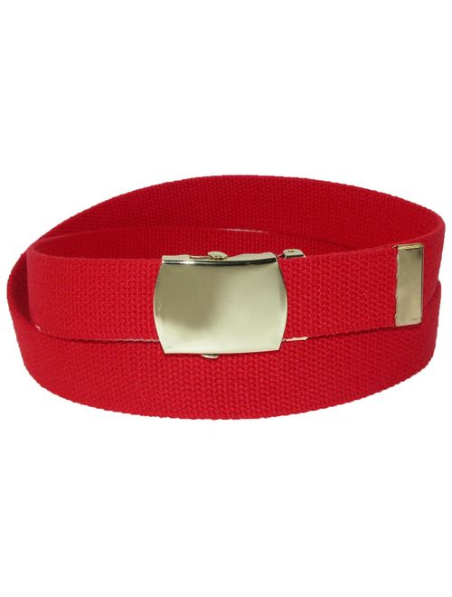 CTM Size XL Cotton Adjustable Belt with Brass Buckle, Brown