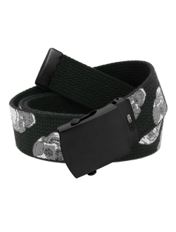 Men's Black Slider Military Belt Buckle with Canvas Web Belt Small Black