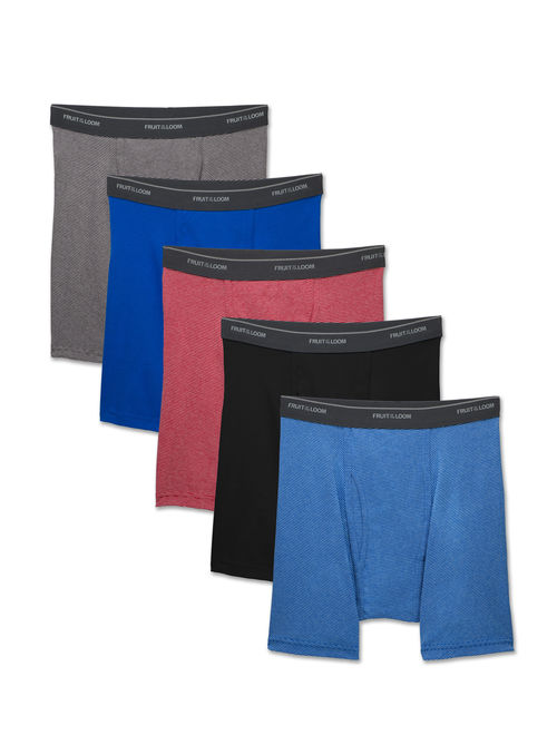 Fruit of the Loom Men's Dual Defense Stripe/Solid Boxer Briefs, 5 Pack