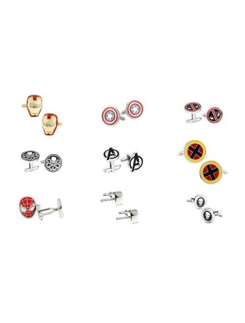 Superheroes Marvel Comics Superhero Assorted Logos (9 Pair) Cufflinks