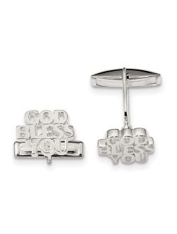 Sterling Silver God BLESS YOU Cuff Links for Mens