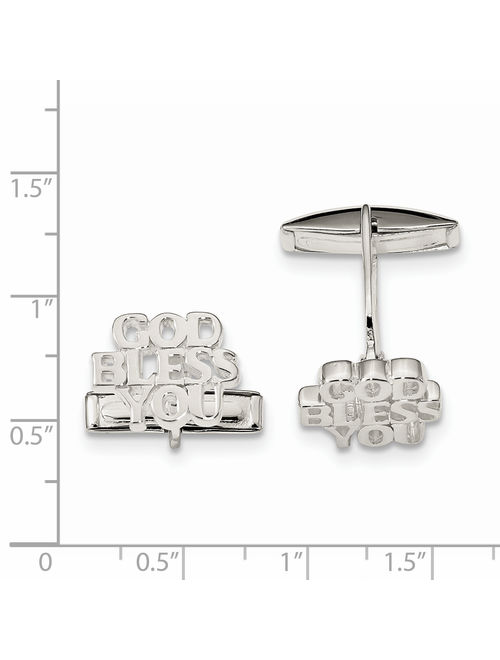 Sterling Silver God BLESS YOU Cuff Links for Mens