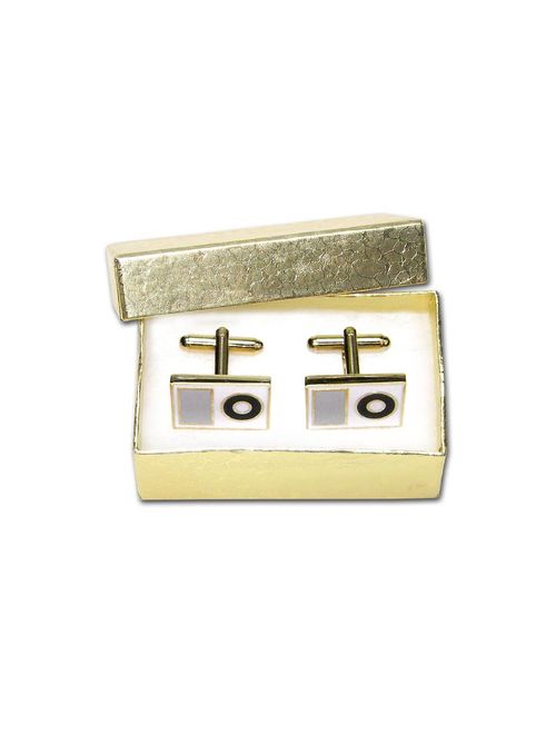 Gold-Tone Men's Cuff Links White MP3 Player Cufflinks