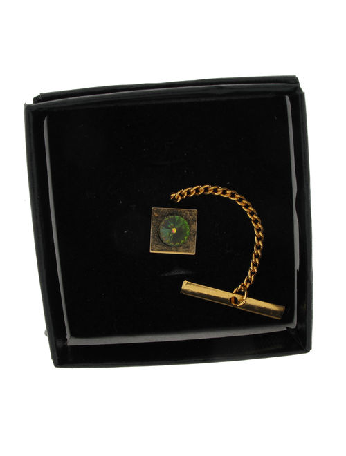 Men's Gold Tone Watermelon Rhinestone Square Tie Tac Tack Pin Gift