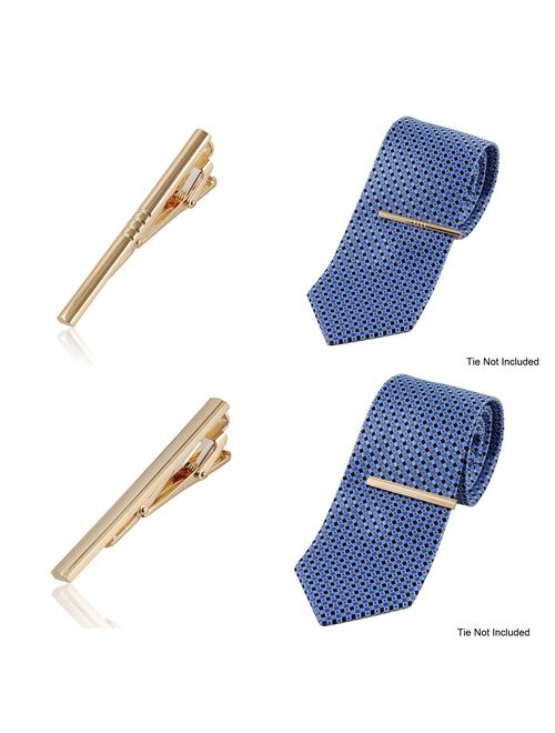 8 Pcs Set Tie Bar Clip Pinch Clasp, Silver & Gold in Deluxe Signature Gift Box