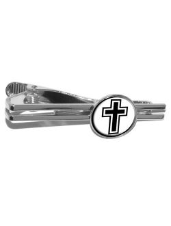 Cross - Christian Religious Round Tie Clip