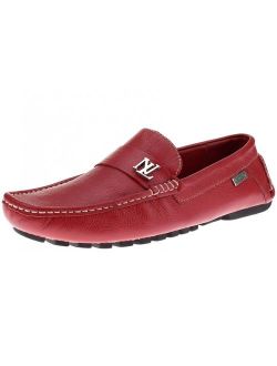 LN LUCIANO NATAZZI Mens Air Grant Canoe Leather Shoes Original Slip-On Driving Loafer Red