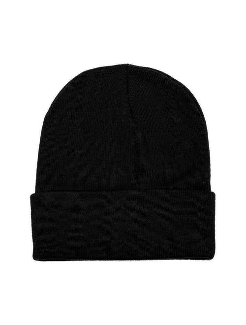 Falari Unisex Beanie Cap Knitted Warm Solid Color Black