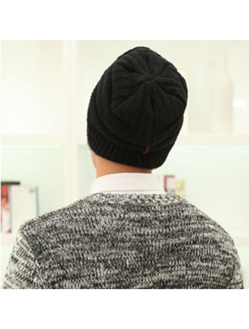 Men's Soft Stretch Knit Lined Thick Warm Ski Cap Winter Wool Slouchy Beanies Hat