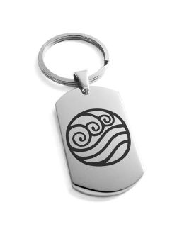 Stainless Steel Avatar Water Element Engraved Dog Tag Keychain Keyring