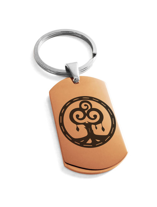 Stainless Steel Nature Magic Rune Engraved Dog Tag Keychain Keyring