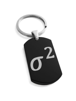 Stainless Steel Variance Mathematical Engraved Dog Tag Keychain Keyring