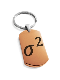 Stainless Steel Variance Mathematical Engraved Dog Tag Keychain Keyring