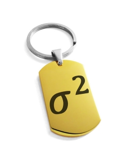 Stainless Steel Variance Mathematical Engraved Dog Tag Keychain Keyring