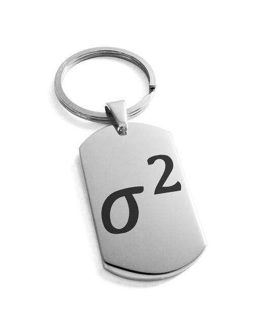 Stainless Steel Variance Mathematical Engraved Dog Tag Keychain Keyring