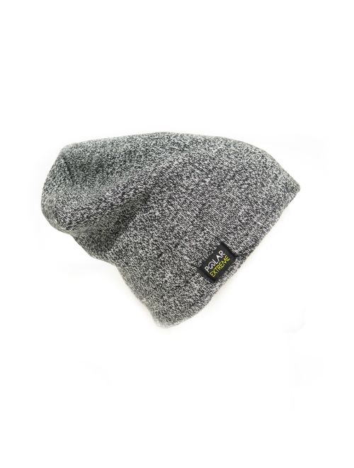 Mens Insulated Thermal Fleece Lined Comfort Daily Soft Beanies Winter Hats (Gray Beanie)