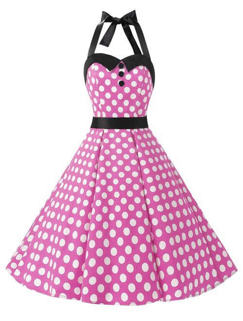 Dressystar Vintage Polka Dot Retro Cocktail Prom Dresses 50's 60's Rockabilly Bandage