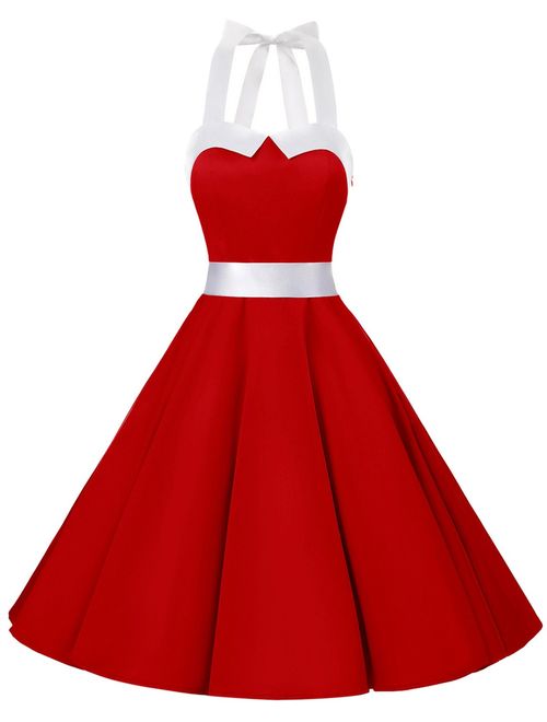 Dressystar Vintage Polka Dot Retro Cocktail Prom Dresses 50's 60's Rockabilly Bandage