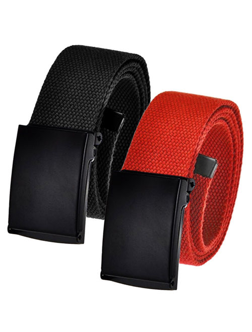 Men's Golf Belt in 1.5 Black Flip Top Buckle with Canvas Web Belt Small Black