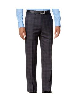 Gray Blue Mens 38x30 Plaid Flat-Front Dress Pants $175 38