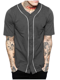 Mens Baseball Jersey Button Down Athletic Sport Uniform