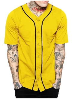 Mens Baseball Jersey Button Down Athletic Sport Uniform