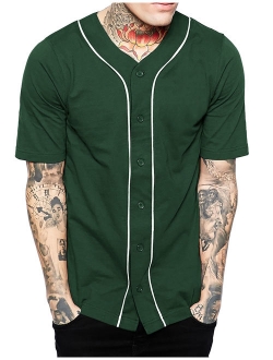 Mens Baseball Jersey Button Down Athletic Sport Uniform