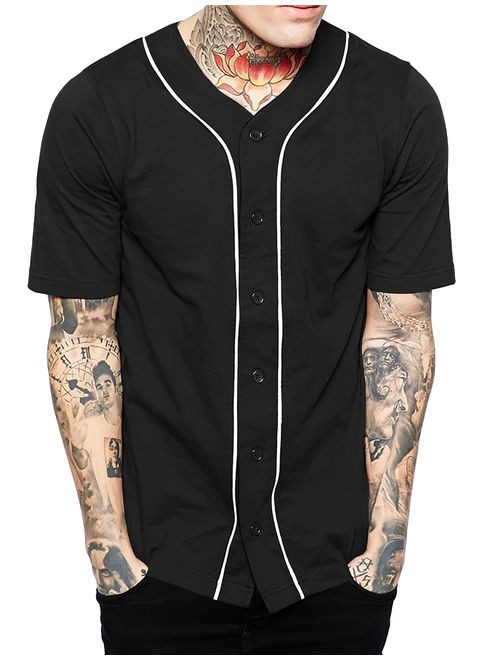 Mens Baseball Jersey Button Down Athletic Sport Uniform