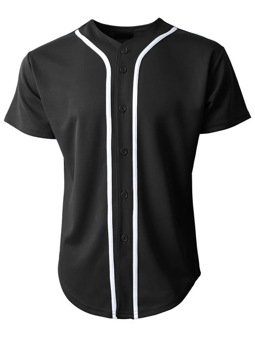 Mens Baseball Jersey Button Down Athletic Sport Uniform