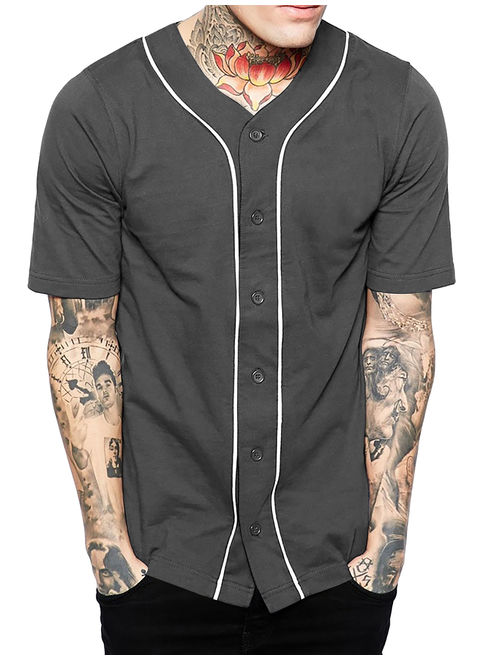 Mens Baseball Jersey Button Down Athletic Sport Uniform