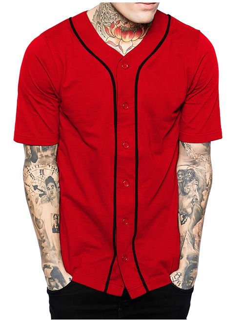 Mens Baseball Jersey Button Down Athletic Sport Uniform