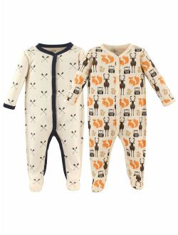 Baby Infant Boy Cotton Snap Sleep and Play 2pk, Cream Forest, 0-3