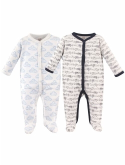 Baby Infant Boy Cotton Snap Sleep and Play 2pk, Cream Forest, 0-3