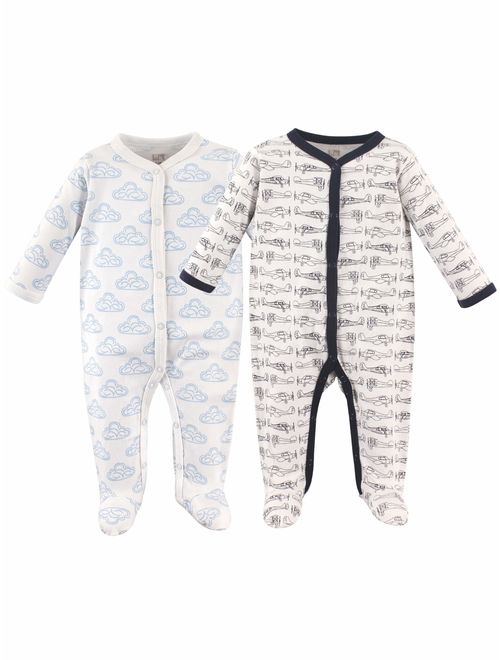 Hudson Baby Infant Boy Cotton Snap Sleep and Play 2pk, Cream Forest, 0-3