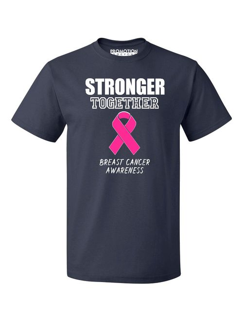 Promotion & Beyond Stronger Together Breast Cancer Awareness Men's T-shirt, L, Azalea Pink