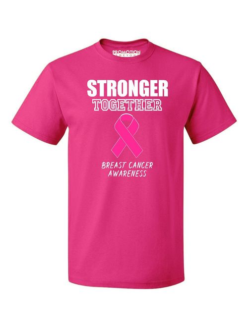 Promotion & Beyond Stronger Together Breast Cancer Awareness Men's T-shirt, L, Azalea Pink