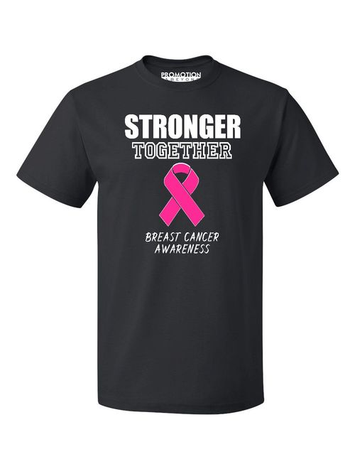 Promotion & Beyond Stronger Together Breast Cancer Awareness Men's T-shirt, L, Azalea Pink