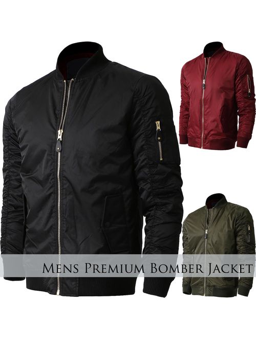 Mens MA-1 Bomber Padded Jacket Lightweight Active Biker Flight Outwear