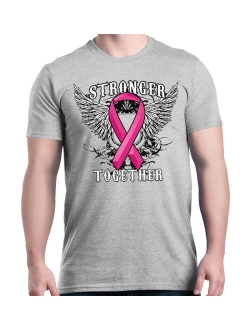 Shop4Ever Men's Stronger Together Breast Cancer Awareness Graphic T-shirt