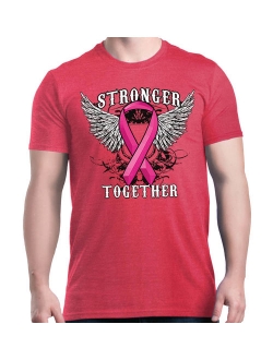 Shop4Ever Men's Stronger Together Breast Cancer Awareness Graphic T-shirt