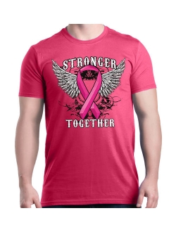 Shop4Ever Men's Stronger Together Breast Cancer Awareness Graphic T-shirt