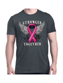 Shop4Ever Men's Stronger Together Breast Cancer Awareness Graphic T-shirt